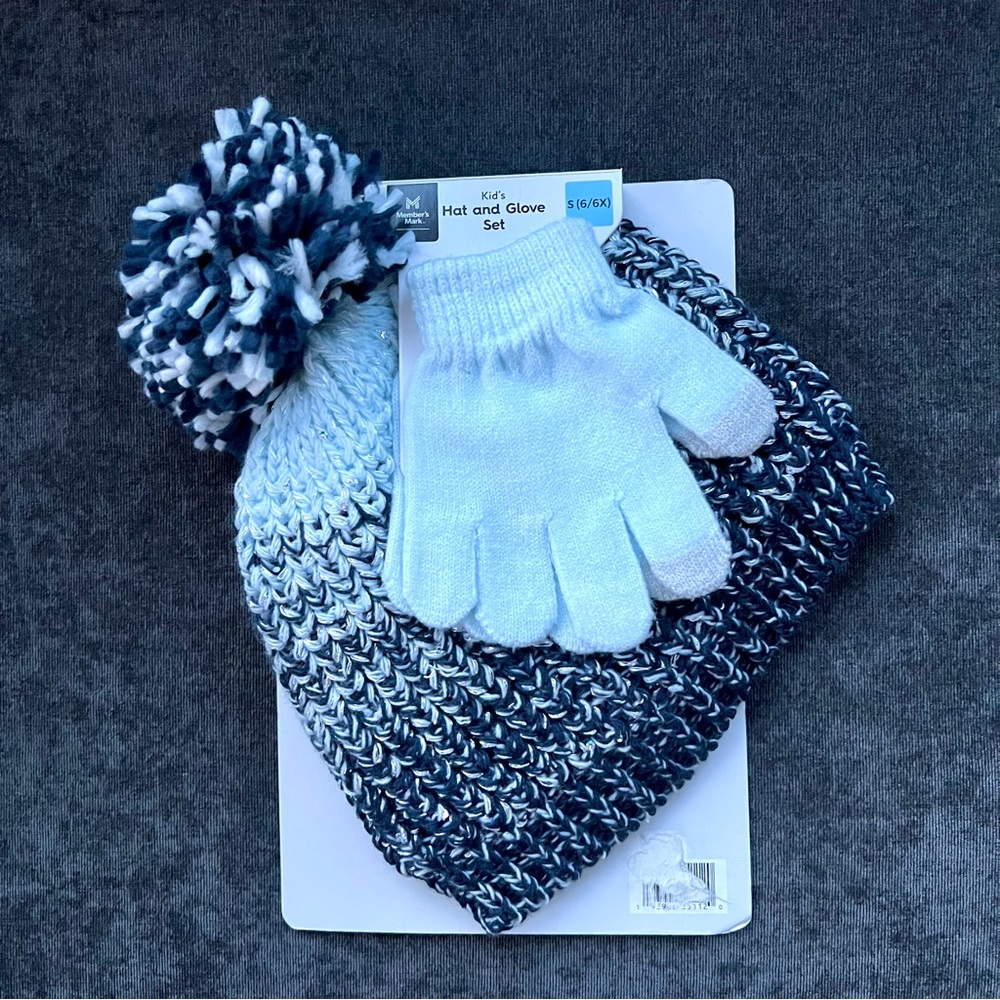 NWT Member's Mark Kids Hat and Glove Set Size S 6/6x